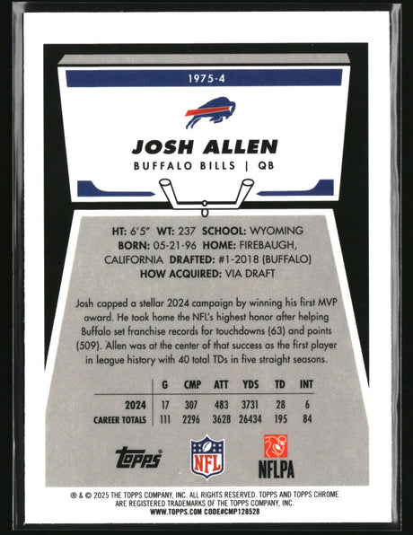 Josh Allen 2025 Topps Chrome 1975 Topps #1975-4