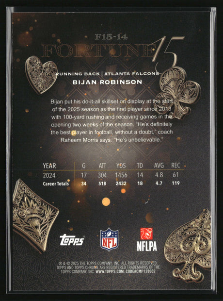 Bijan Robinson 2025 Topps Chrome Fortune 15 #F15-14