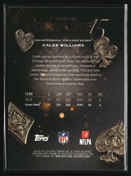 Caleb Williams 2025 Topps Chrome Fortune 15 #F15-16