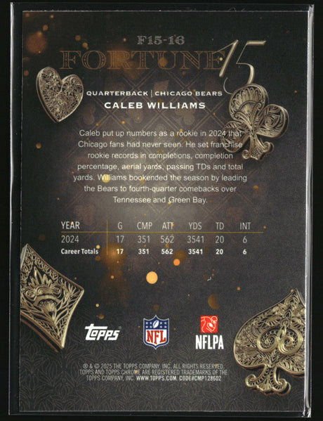 Caleb Williams 2025 Topps Chrome Fortune 15 #F15-16