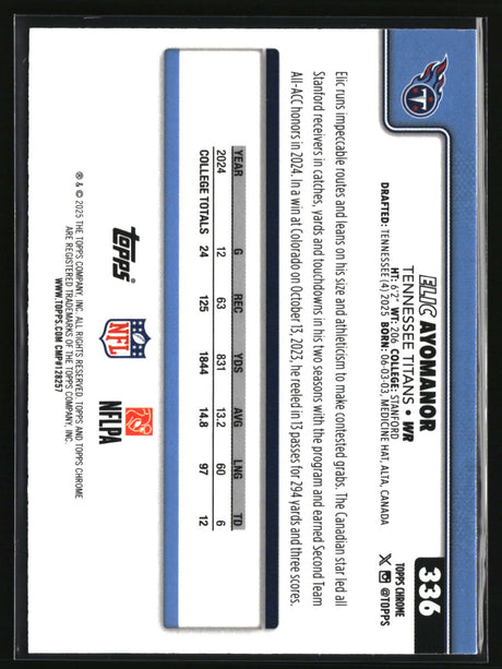 Elic Ayomanor 2025 Topps Chrome #336