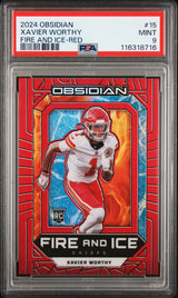 Xavier Worthy 2024 Panini Obsidian Fire and Ice Red #15 #/75 PSA 9
