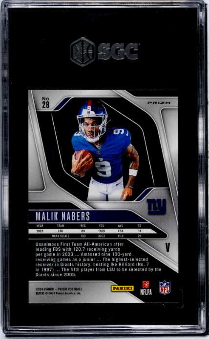 Malik Nabers 2024 Panini Prizm Rookie Variations Silver Prizm #28 SGC 9.5