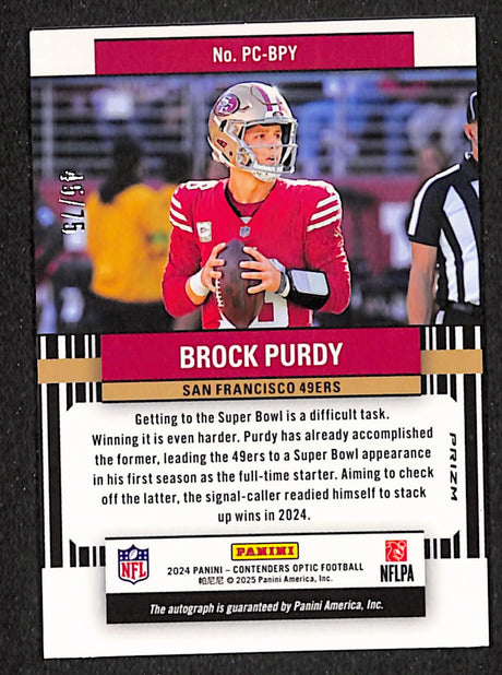 Brock Purdy 2024 Contenders Optic Perennial Contenders Auto Blue #PC-BPY #/75