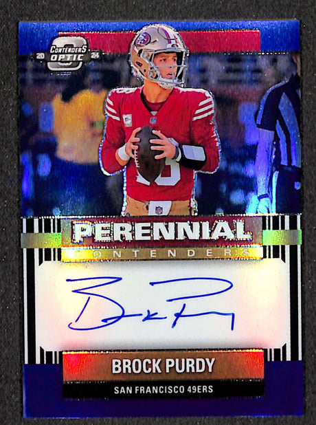 Brock Purdy 2024 Contenders Optic Perennial Contenders Auto Blue #PC-BPY #/75