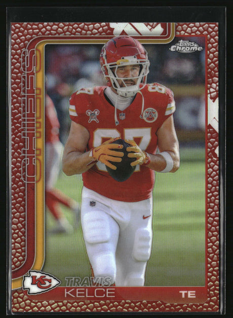Travis Kelce 2025 Topps Chrome Football Leather Refractor #150