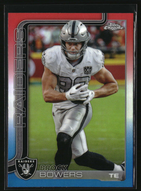 Brock Bowers 2025 Topps Chrome Red White and Blue Refractor #178