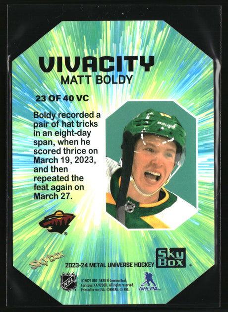 Matt Boldy 2023-24 SkyBox Metal Universe Vivacity #23 VC
