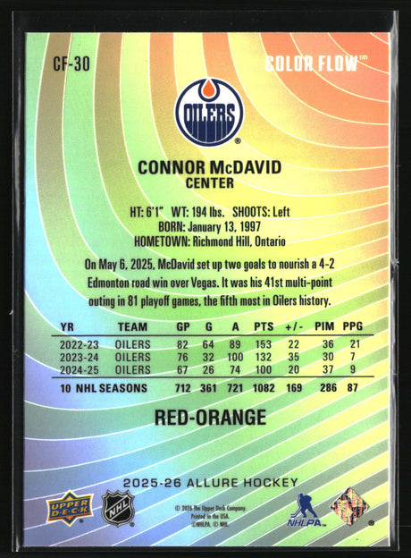 Connor McDavid 2025-26 Upper Deck Allure Color Flow Red-Orange #CF-30