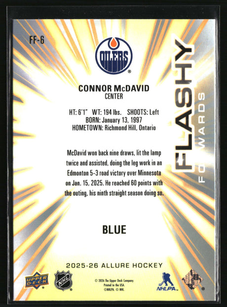 Connor McDavid 2025-26 Upper Deck Allure Flashy Forwards Blue #FF-6