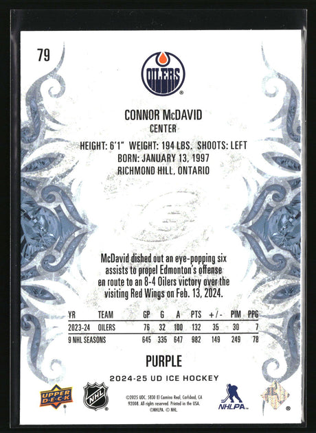 Connor McDavid 2024-25 Upper Deck Ice Purple #79