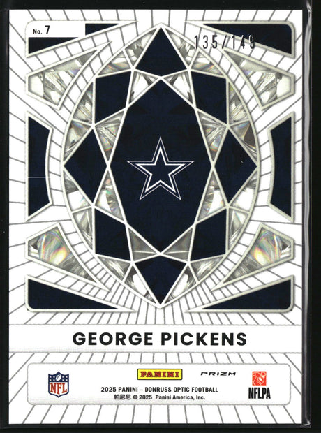 George Pickens 2025 Donruss Optic Diamond Hands Black Pandora #7 #/149