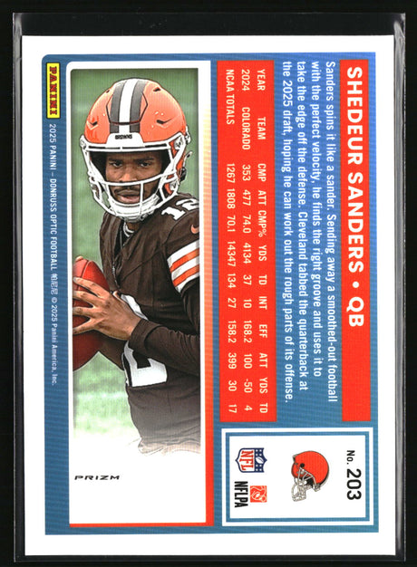 Shedeur Sanders 2025 Donruss Optic Blue Hyper #203