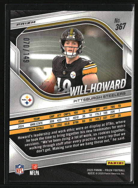Will Howard 2025 Panini Prizm Red Wave #367 #/149