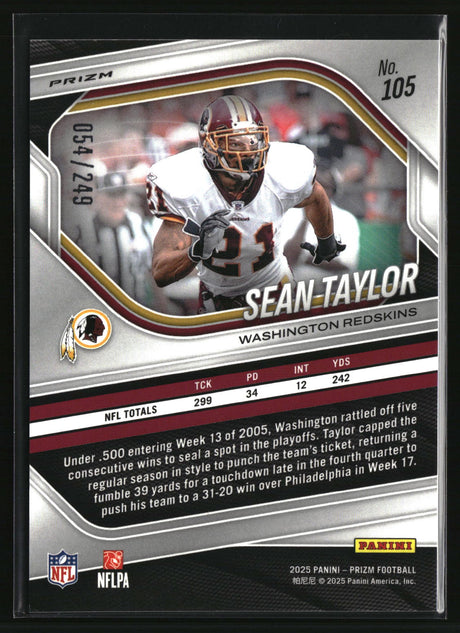 Sean Taylor 2025 Panini Prizm Orange #105 #/249
