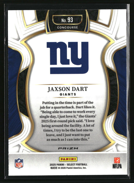 Jaxson Dart 2025 Panini Select Black and Red Prizm Shock #93