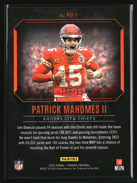 Patrick Mahomes II 2023 Panini Phoenix Fired Up Red #FU-1 #/199