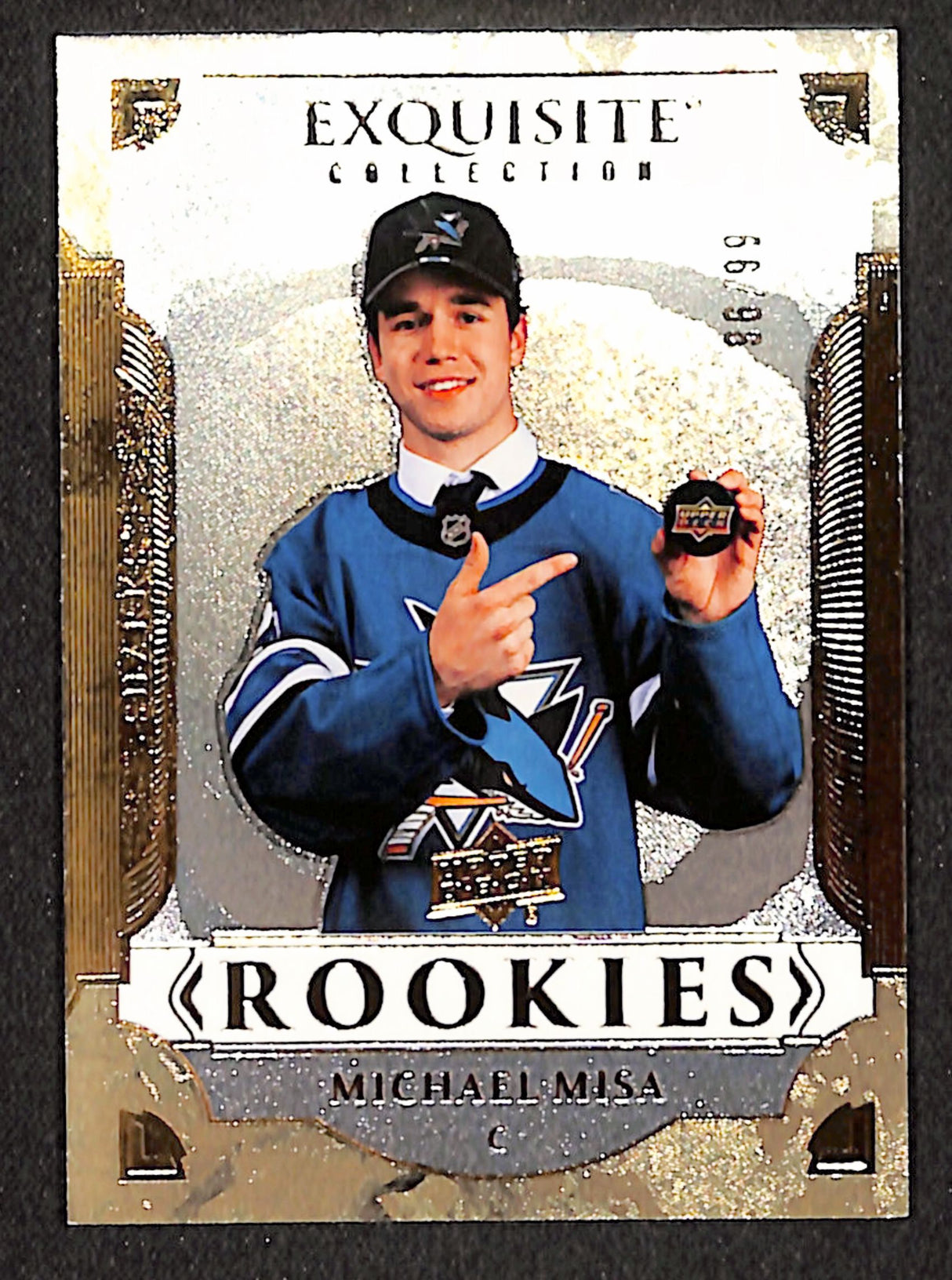 Michael Misa 2025-26 UD Black Diamond Exquisite Rookies Gold #R-MM #/99