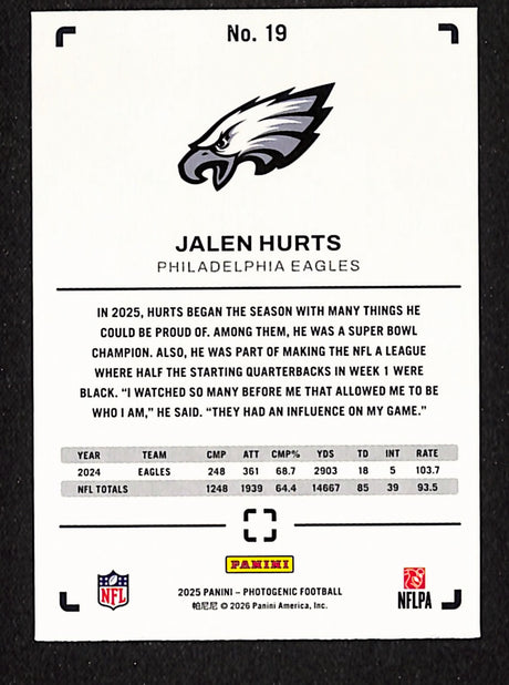 Jalen Hurts 2025 Panini Photogenic Scrapbook Red #19 #/99