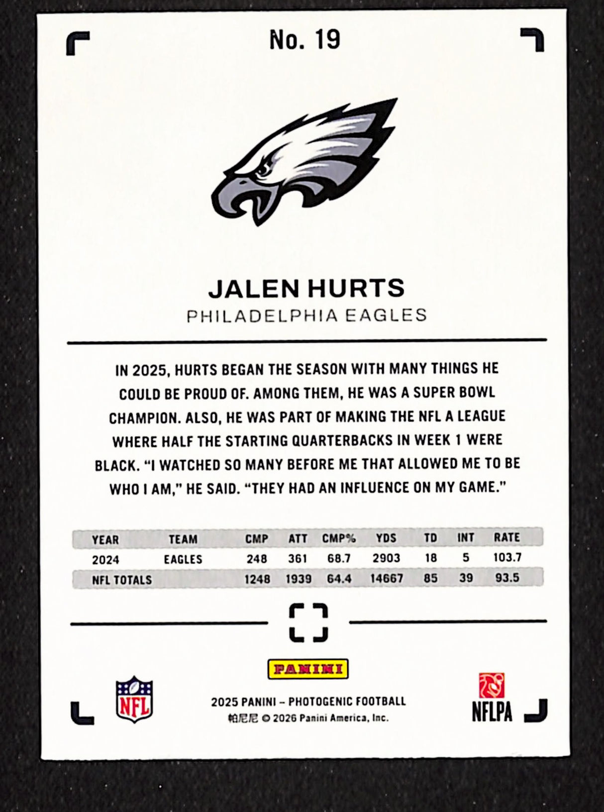 Jalen Hurts 2025 Panini Photogenic Scrapbook Red #19 #/99