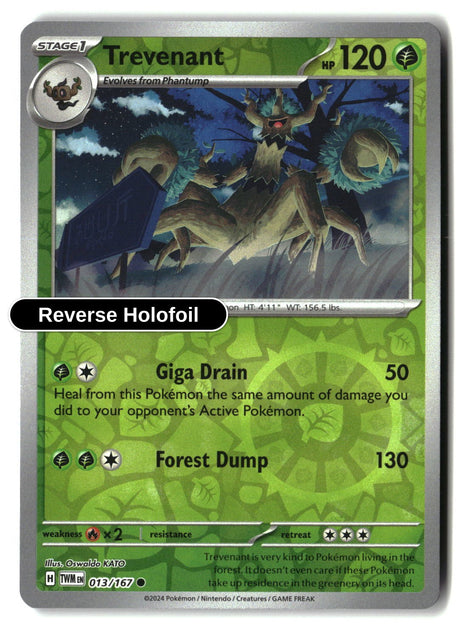 Trevenant - 013/167 - [TWM - SV06: Twilight Masquerade] - Reverse Holofoil