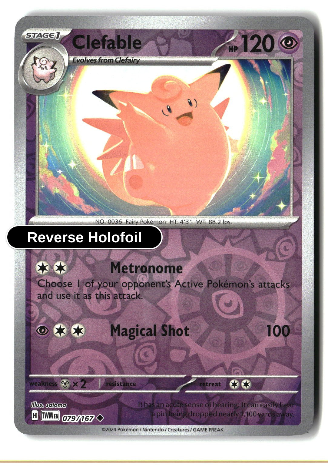 Clefable - 079/167 - [TWM - SV06: Twilight Masquerade] - Reverse Holofoil