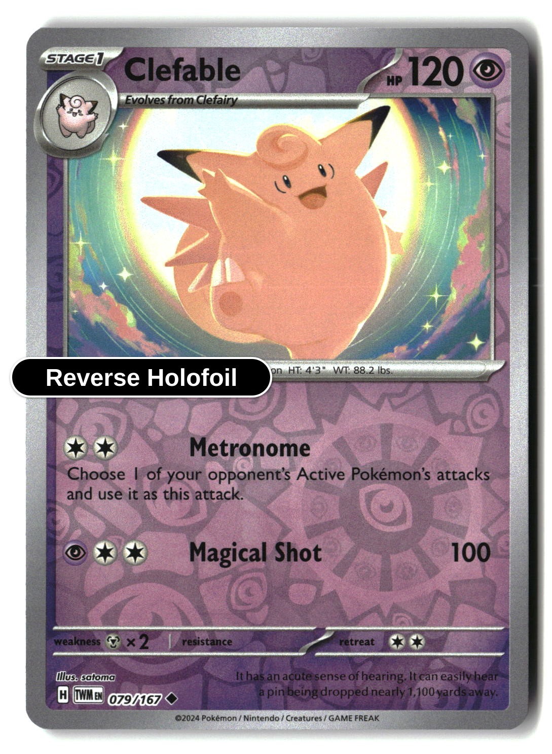Clefable - 079/167 - [TWM - SV06: Twilight Masquerade] - Reverse Holofoil