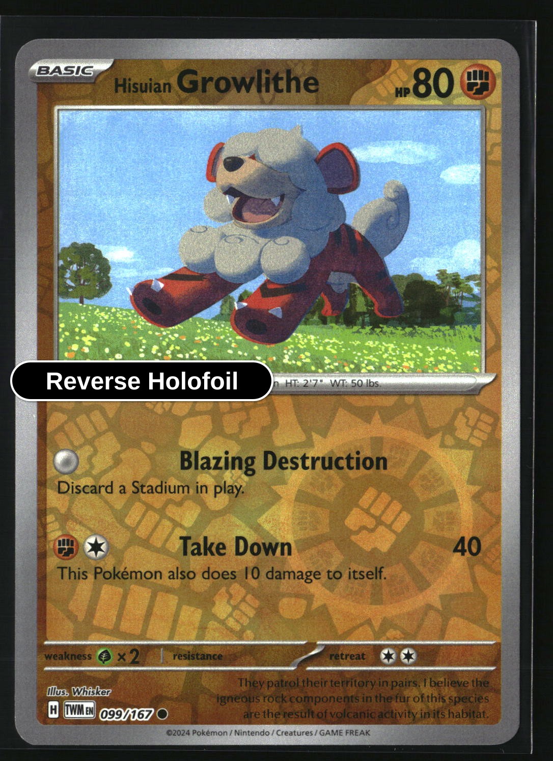 Hisuian Growlithe - 099/167 - [TWM - SV06: Twilight Masquerade] - Reverse Holofoil