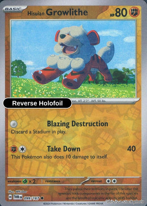 Hisuian Growlithe - 099/167 - [TWM - SV06: Twilight Masquerade] - Reverse Holofoil