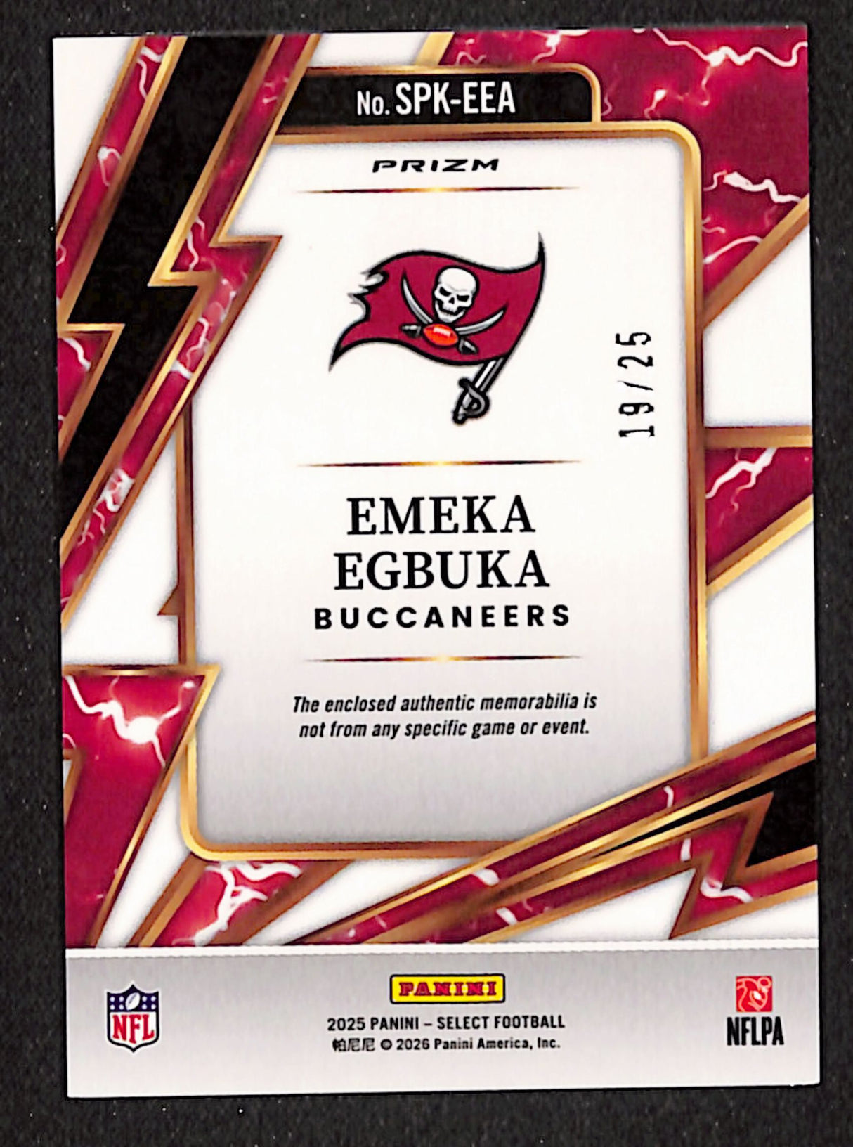 Emeka Egbuka 2025 Panini Select Sparks Tie-Dye Prizm #SPK-EEA #/25