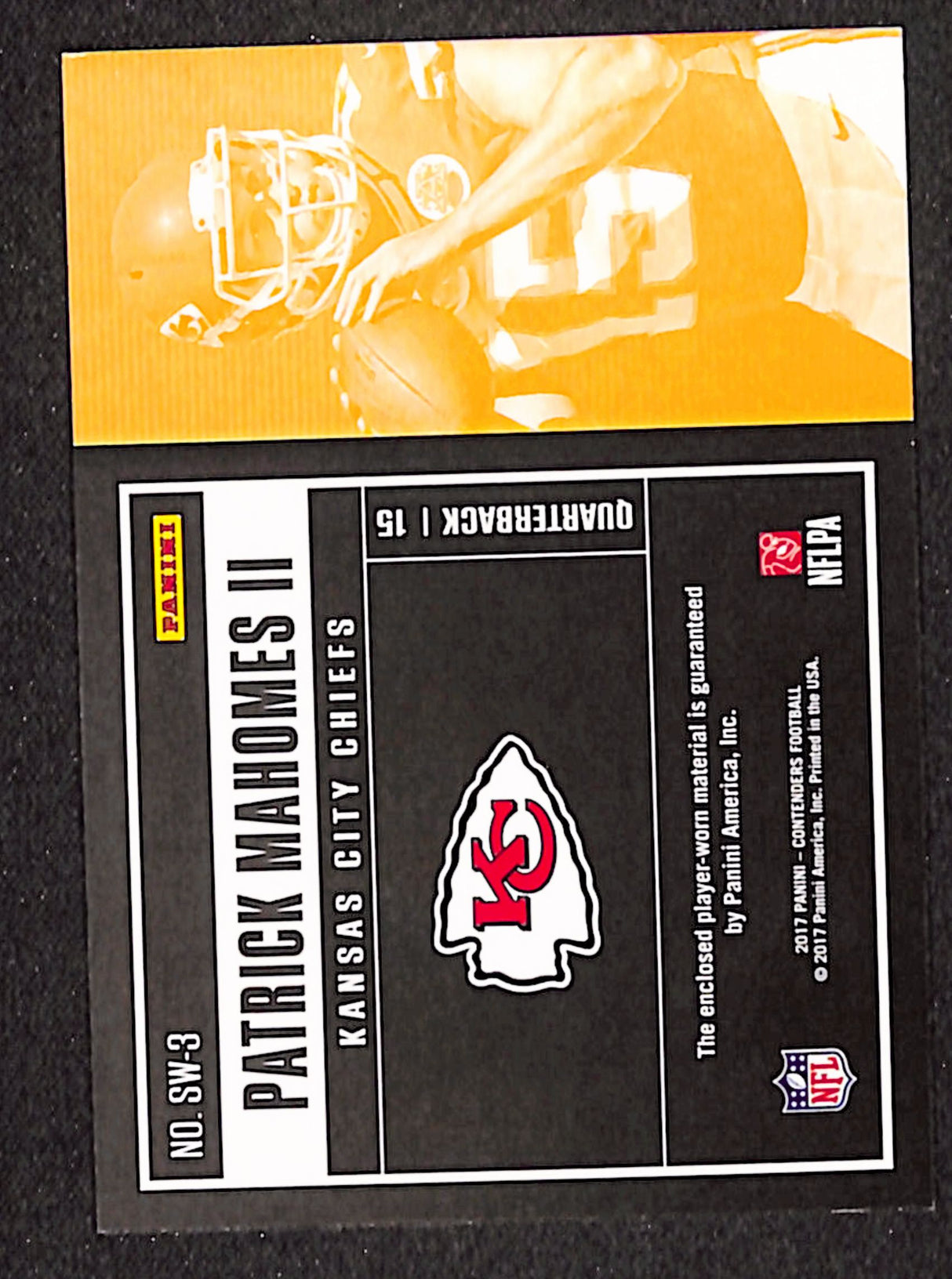 Patrick Mahomes II 2017 Panini Contenders Rookie Ticket Swatches #SW-3b