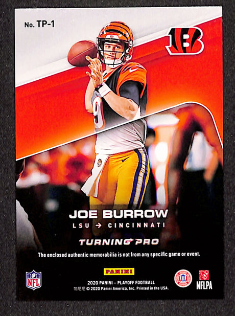 Joe Burrow 2020 Panini Playoff Turning Pro Memorabilia #TP-1