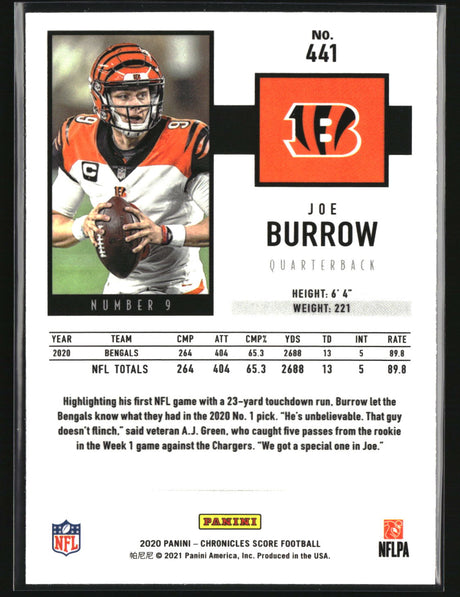 Joe Burrow 2020 Panini Chronicles 2020 Score Update Rookies #441