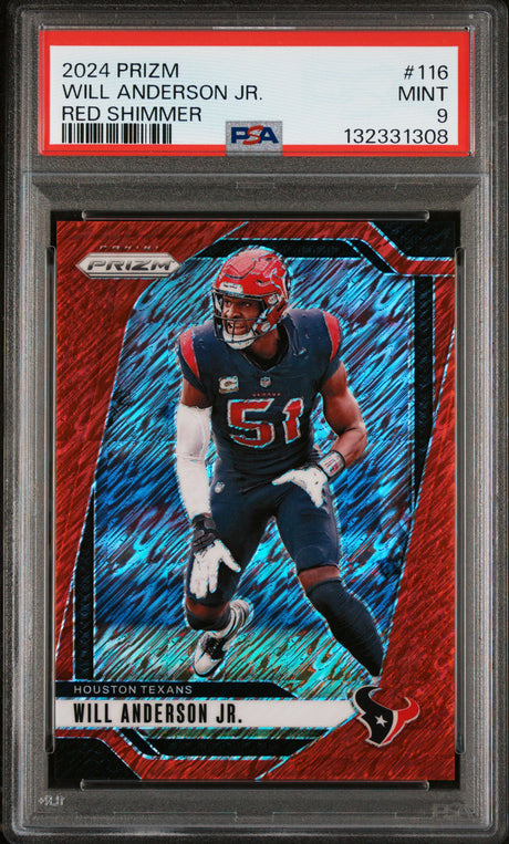 Will Anderson Jr. 2024 Panini Prizm Red Shimmer #116 #/35 PSA 9