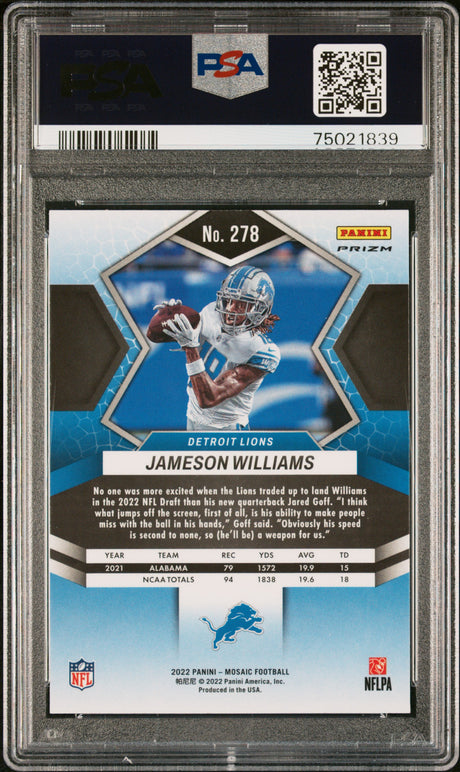 Jameson Williams 2022 Panini Mosaic Mosaic #278 PSA 10