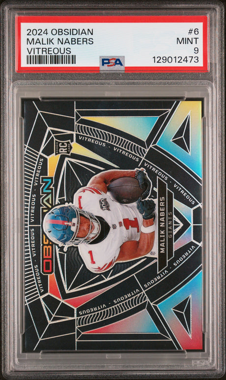 Malik Nabers 2024 Panini Obsidian Vitreous #6 PSA 9