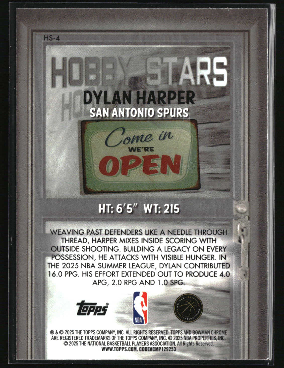Dylan Harper 2025-26 Bowman Hobby Stars #HS-4