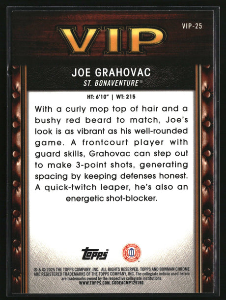 Joe Grahovac 2025-26 Bowman Very Important Prospects #VIP-25