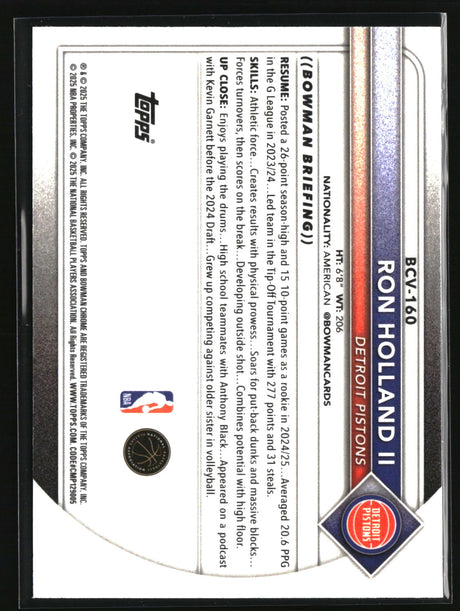 Ron Holland II 2025-26 Bowman Chrome Reptilian Refractor #BCV-160