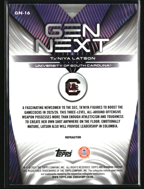 Ta'Niya Latson 2025-26 Bowman Gen Next Refractor #GN-16