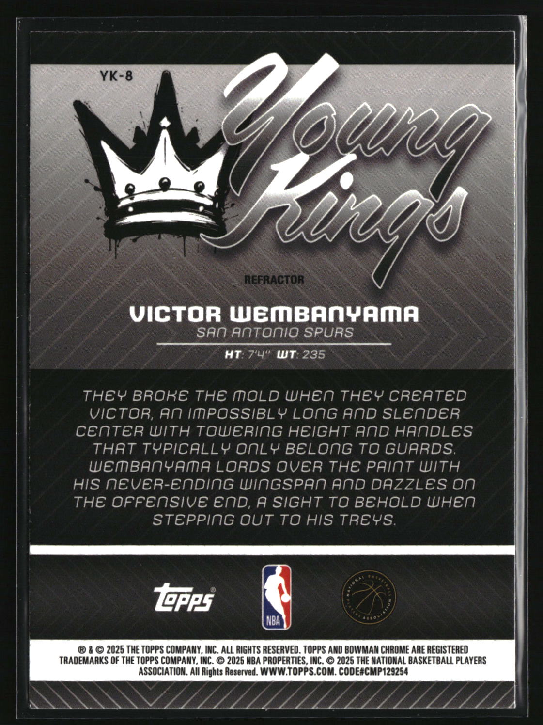 Victor Wembanyama 2025-26 Bowman Young Kings Refractor #YK-8