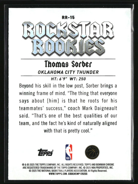 Thomas Sorber 2025-26 Bowman Rockstar Rookies #RR-15