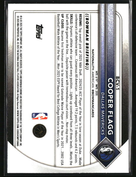 Cooper Flagg 2025-26 Bowman Chrome #BCV-1
