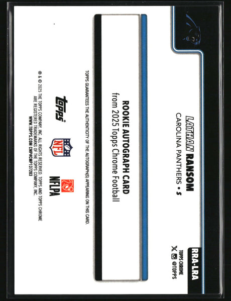 Lathan Ransom 2025 Topps Chrome Rookie Autographs Yellow /275 #RRA-LRA