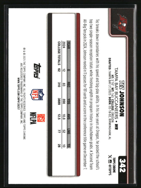Tez Johnson 2025 Topps Chrome Pulsar Refractor #342