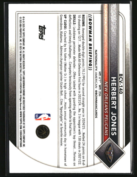 Herbert Jones 2025-26 Bowman Chrome Reptilian Refractor #BCV-140