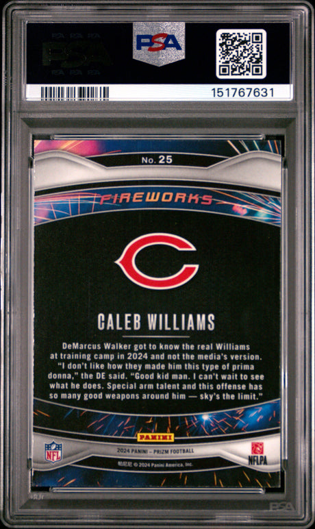 Caleb Williams 2024 Panini Prizm Fireworks #25 PSA 10