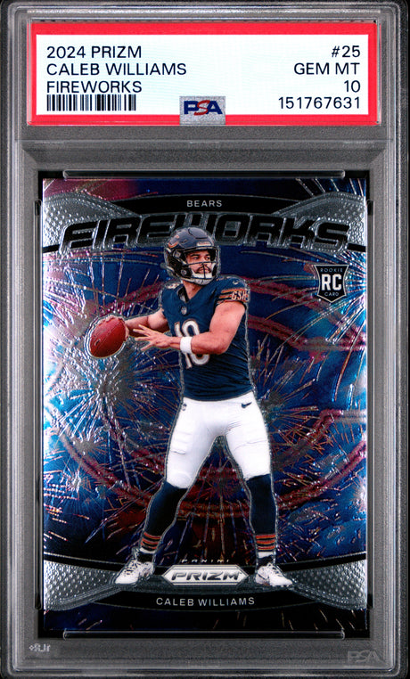 Caleb Williams 2024 Panini Prizm Fireworks #25 PSA 10
