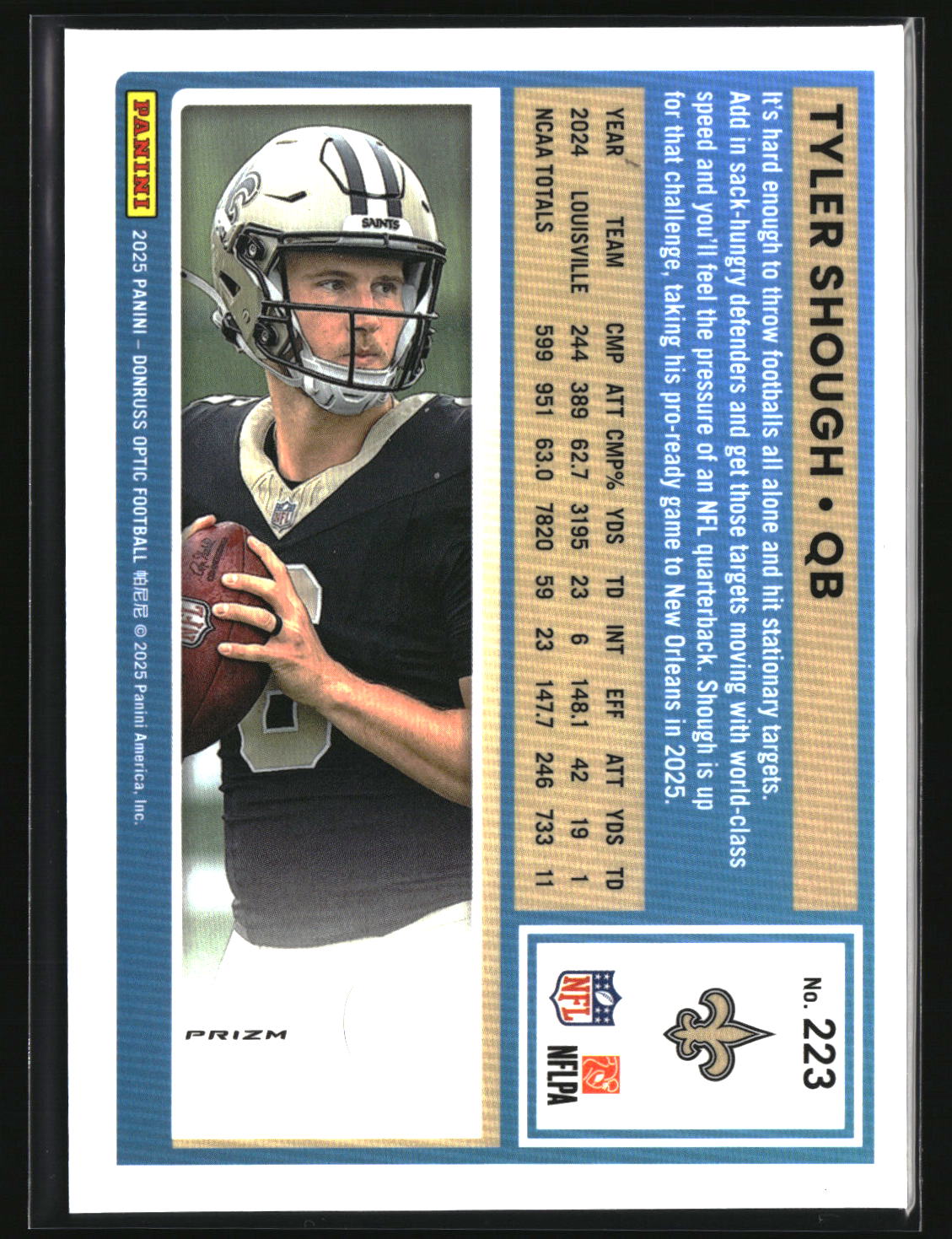 Tyler Shough 2025 Donruss Optic Purple Scope #223