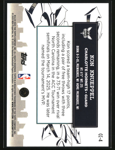 Kon Knueppel 2025-26 Topps Clutch City Prospects #CC-4